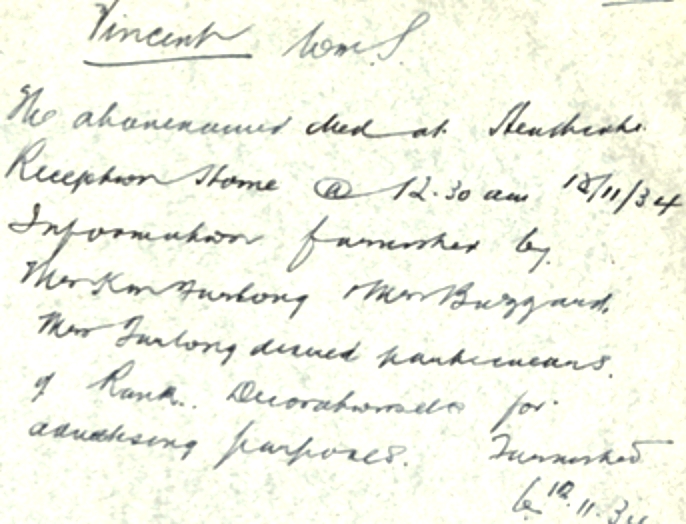 Notification of William’s Death